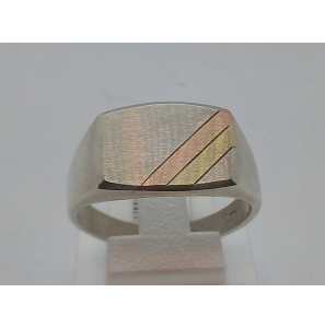 Ziver heren ring cachet met geel/rood goud mt. 21 - 3112436