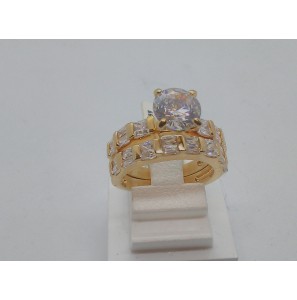 Double dames ring met zirkonia 2 delen - 3112590