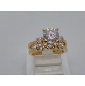 Double dames ring met zirkonia 2 delg. - 3112685