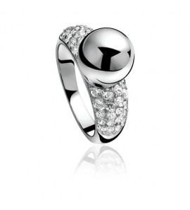 ZINZI zilver ring met bol zirkonia maat 56 - 3114378