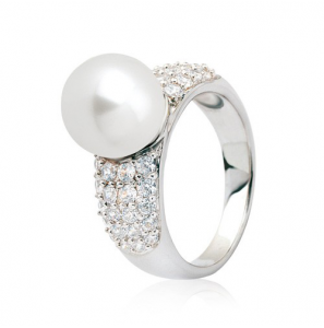 ZINZI zil. ring met parel en zirkonia's mt.56 - 3114259