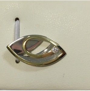 gouden bicouler hanger met zirkonia - 3114222