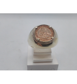 Zilver munt ring met rose munt mt.57 - 3114209