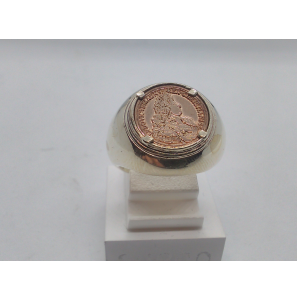 Zilver munt ring met rose munt mt.57 - 3114209