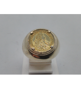 Zilver munt ring met gele munt mt.54 - 3114210