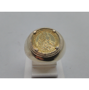 Zilver munt ring met gele munt mt.54 - 3114210