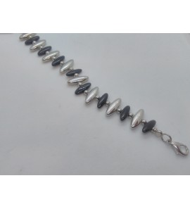 Edelstaal armband met onix 20 cm - 3112991