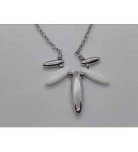 Edelstaal collier met agaat 42 cm - 3112993