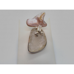 Zilver hanger met kikker met mop en rozeq. - 3113022