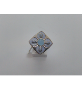 Zilver dames ring met lapis en topaas mt. 18 - 3113031