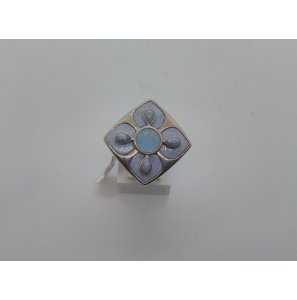 Zilver dames ring met lapis en topaas mt. 18 - 3113031
