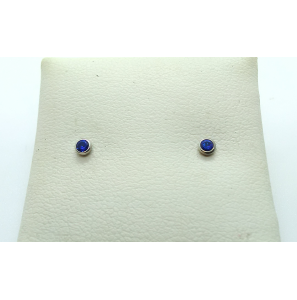 Zilver oorknop 2 mm met blauw steentje - 3113201