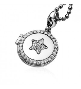 ZINZI zilver medaillon rond ster zw/w - 3113543