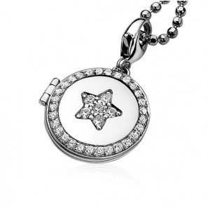 ZINZI zilver medaillon rond ster zw/w - 3113543