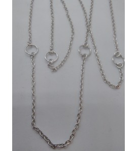 Zilver RH collier anker met ronde ogen 110cm. - 3113956