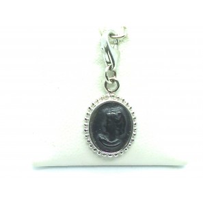Zilver RH camee hanger parelrandje onix 14mm met slot - 3113963