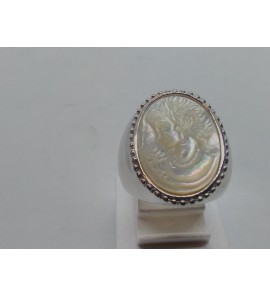 Zilver RH  damesring camee palamoer mt.17¾ - 3113972