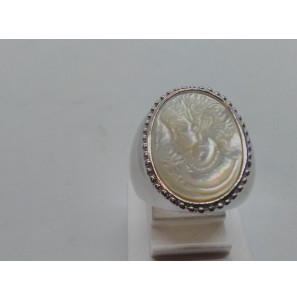 Zilver RH  damesring camee palamoer mt.17¾ - 3113972
