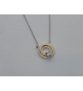 Goud collier bicolour met 0.05 crt. diamant 45 cm - 3114043