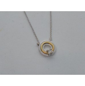 Goud collier bicolour met 0.05 crt. diamant 45 cm - 3114043