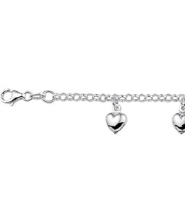 Zilver jasseron armband 5x hart gesold. 15 cm - 3114064