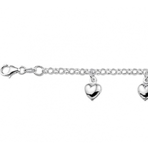 Zilver jasseron armband 5x hart gesold. 15 cm - 3114064