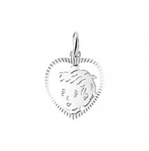 Zilver kinderkopje piekhaar in hart 16 mm jongen - 3114070