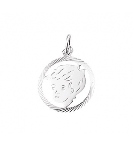 Zilver kinderkopje piekhaar in rand 19 mm jongen - 3114071