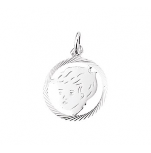 Zilver kinderkopje piekhaar in rand 19 mm jongen - 3114071