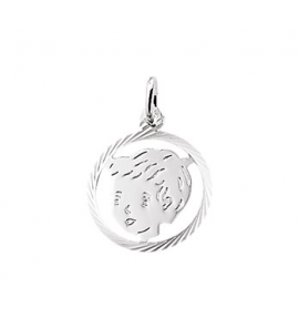 Zilver kinderkopje piekhaar in rand 16 mm jongen - 3114073