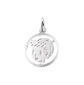 Zilver kinderkopje piekhaar in rand 16 mm jongen - 3114073