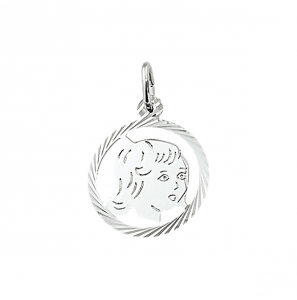 Zilver kinderkopje piekhaar in rand 16 mm meisje - 3114074