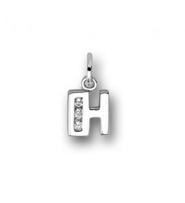 Zilver hanger letter blok zirkonia H - 3114618