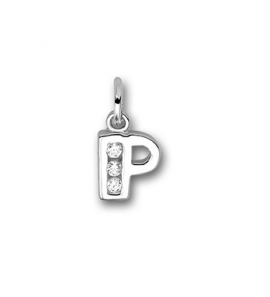 Zilver hanger letter blok zirkonia P - 3114626