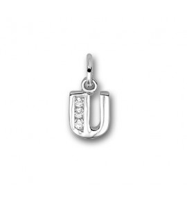 Zilver hanger letter blok zirkonia U - 3114630
