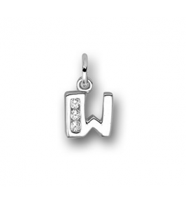 Zilver hanger letter blok zirkonia W - 3114632