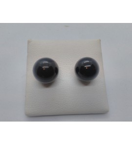 Zilver ooknop met onyx bol 10 mm - 3114678