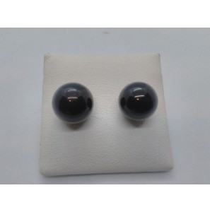 Zilver ooknop met onyx bol 10 mm - 3114678