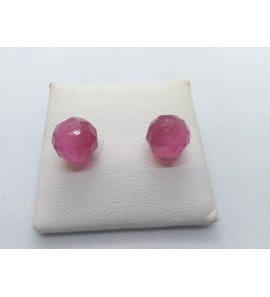 Zilver ooknop met facet bol Cat's eye roze - 3114680