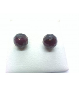Zilver ooknop met facet bol Cat's eye paars - 3114681