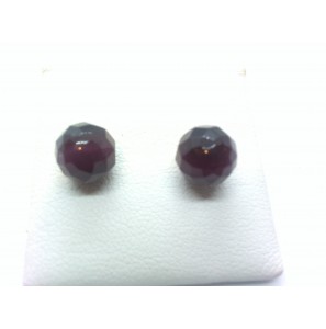Zilver ooknop met facet bol Cat's eye paars - 3114681