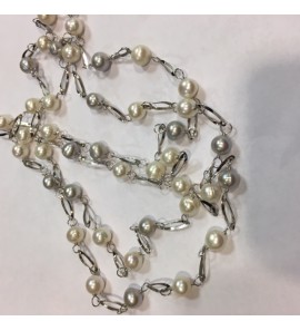 Zilver zoetwaterparel collier 120cm - 3120176