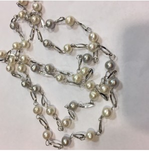 Zilver zoetwaterparel collier 120cm - 3120176