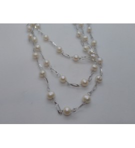Zilver zoetwaterparel collier 120cm - 3120177