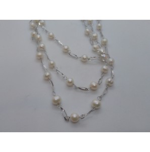 Zilver zoetwaterparel collier 120cm - 3120177