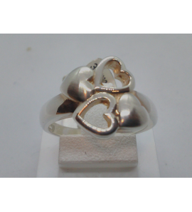 Zilver dames ring mat/glans hartjes maat 17 - 3120200