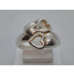 Zilver dames ring mat/glans hartjes maat 17 - 3120200