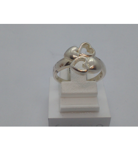 Zilver dames ring mat/glans hartjes maat 17.75 - 3120201