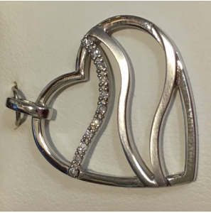 Jeunesse hanger hart opengewerkt witgoud glans/mat Totaal 0.08crt - 3120232