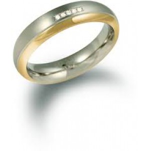 Boccia ring 0130-1053 bicolor met diamant 5x0.025 - 3121048